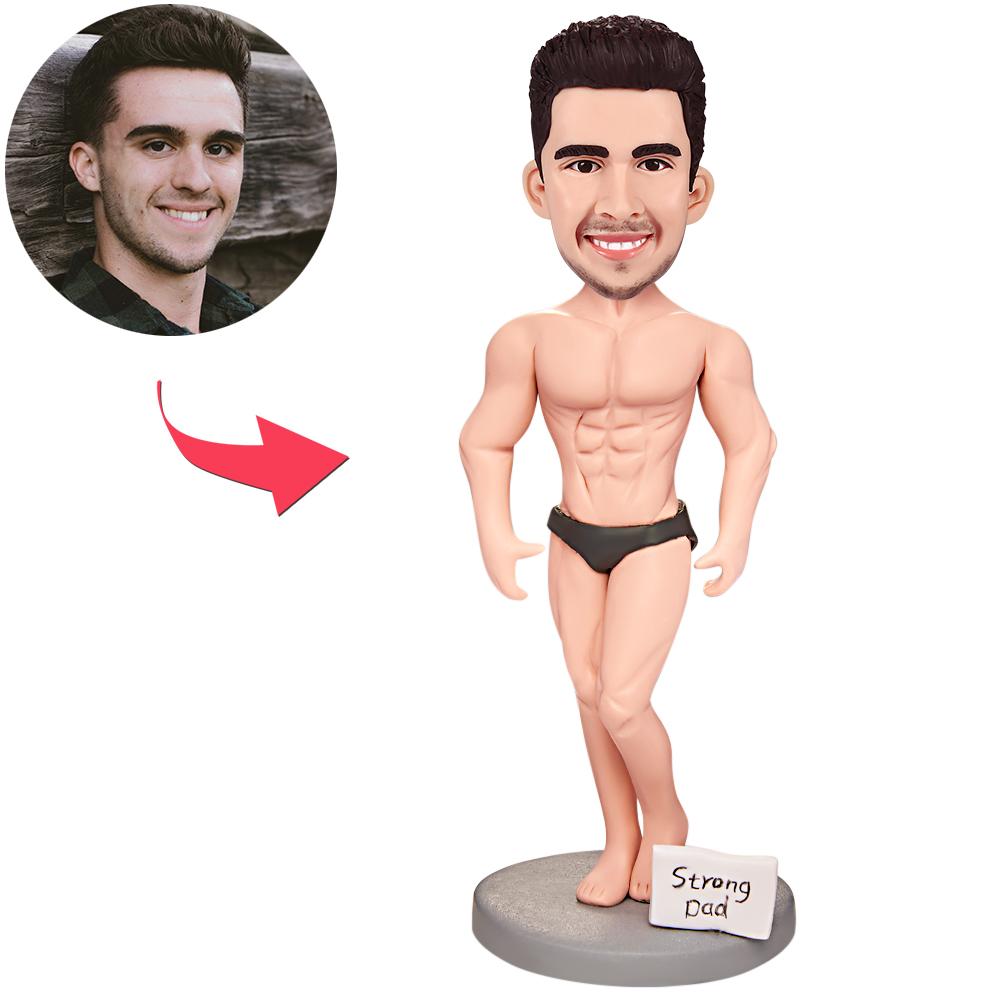 Personalized Muscle Daddy Custom Bobblehead with Engraved Text-Blongser