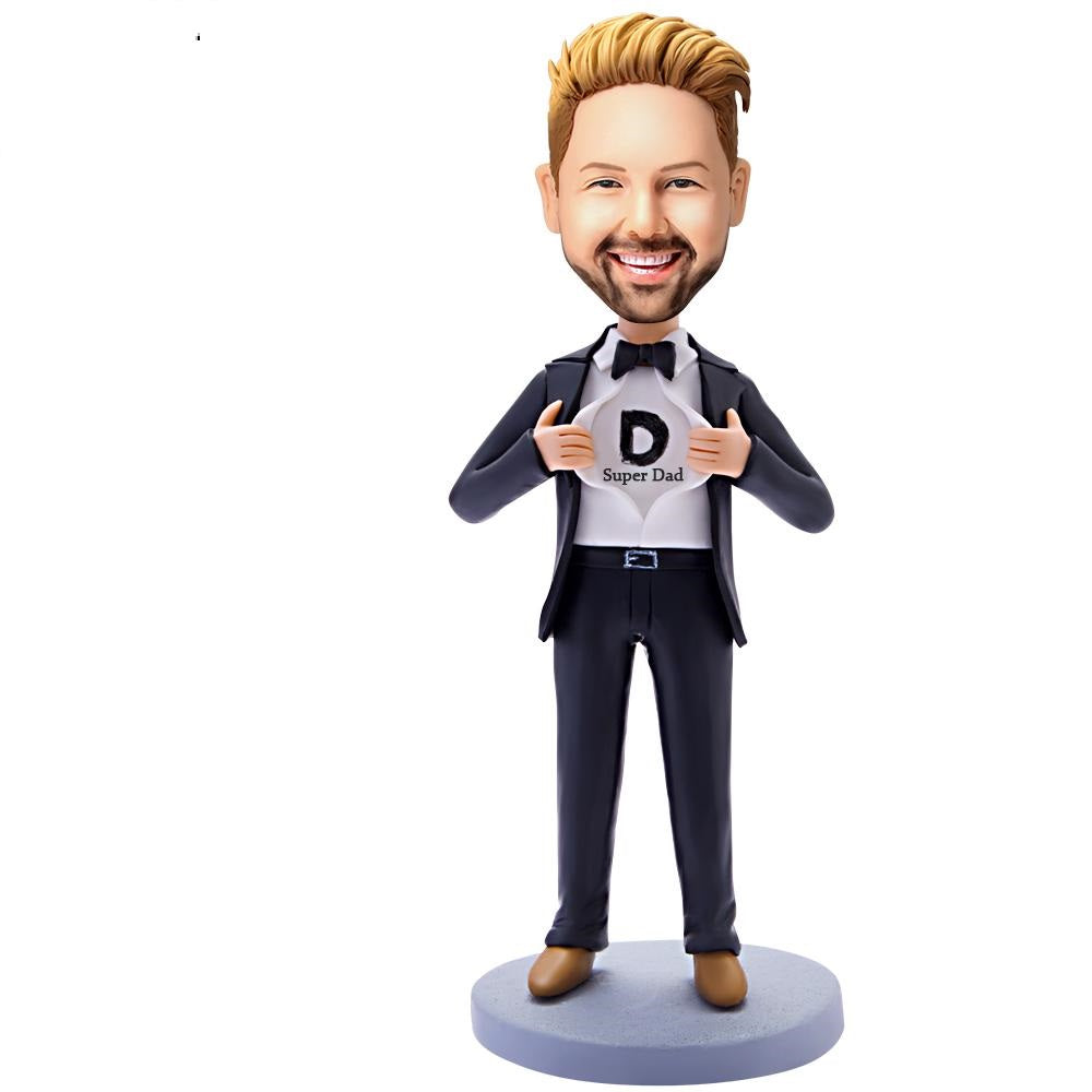 Custom Bobblehead Super Dad Super Business Man With Engraved Text-Blongser