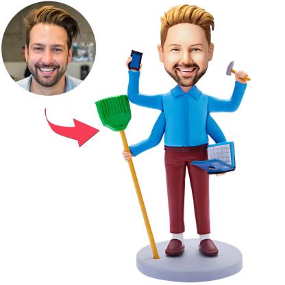 Custom Bobblehead Almighty Dad Super Man With Engraved Text-Blongser