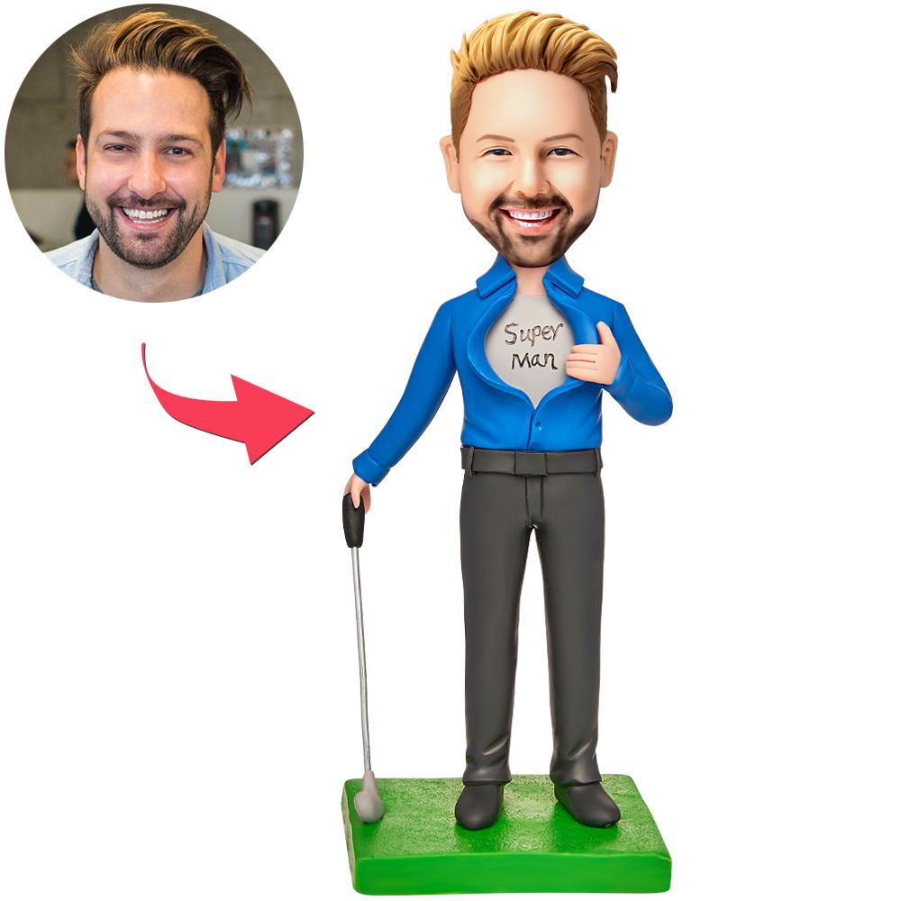 Business Men's Golf Custom Bobblehead Engraved with Text-Blongser