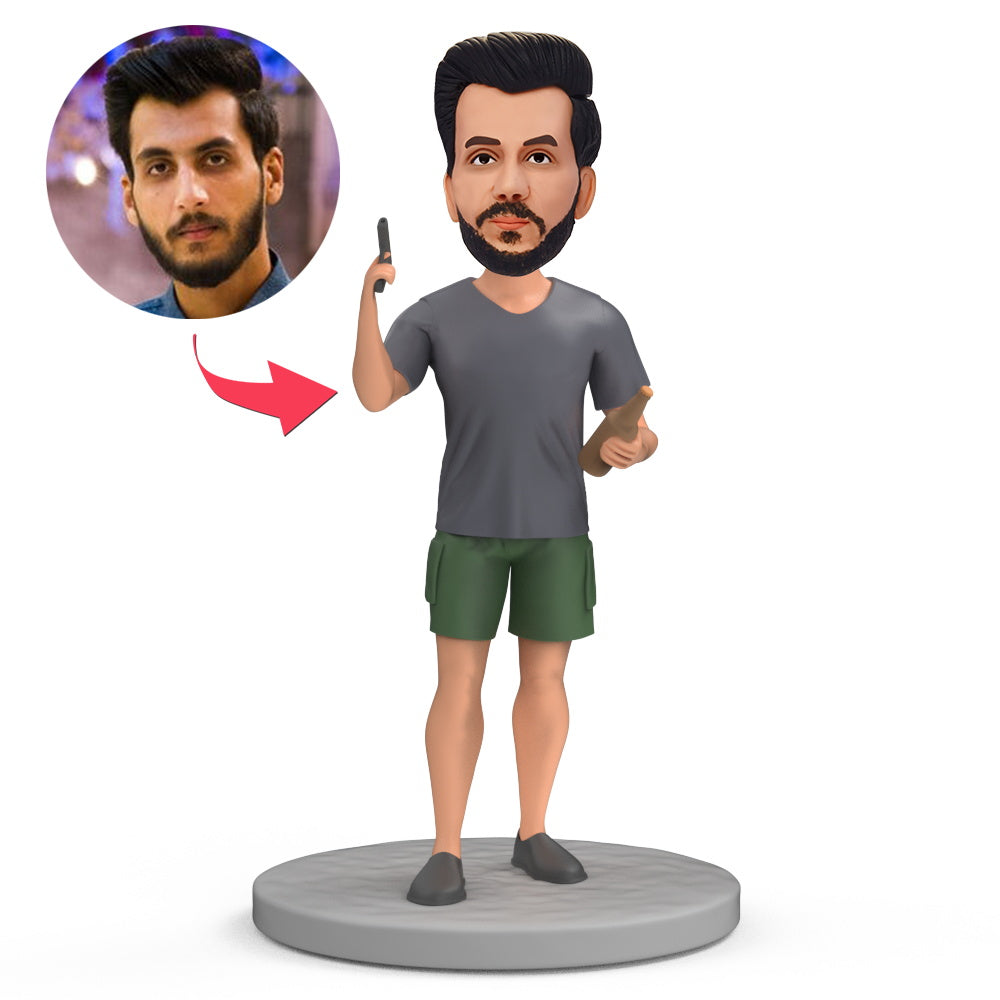 Guns and Beer Custom Bobblehead Engraving with Text-Blongser