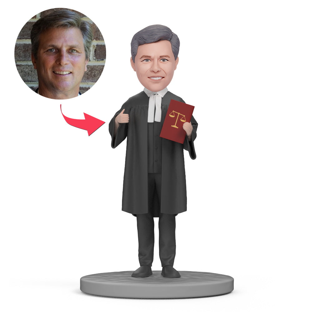 Lawyer Black Robe Fairness and Justice Custom Bobblehead Engraved with Text-Blongser