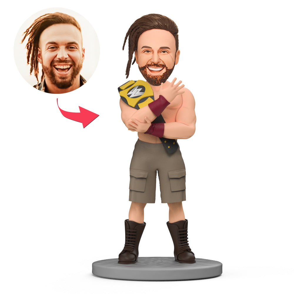 Wrestler's Championship Custom Bobblehead Engraved with Text-Blongser