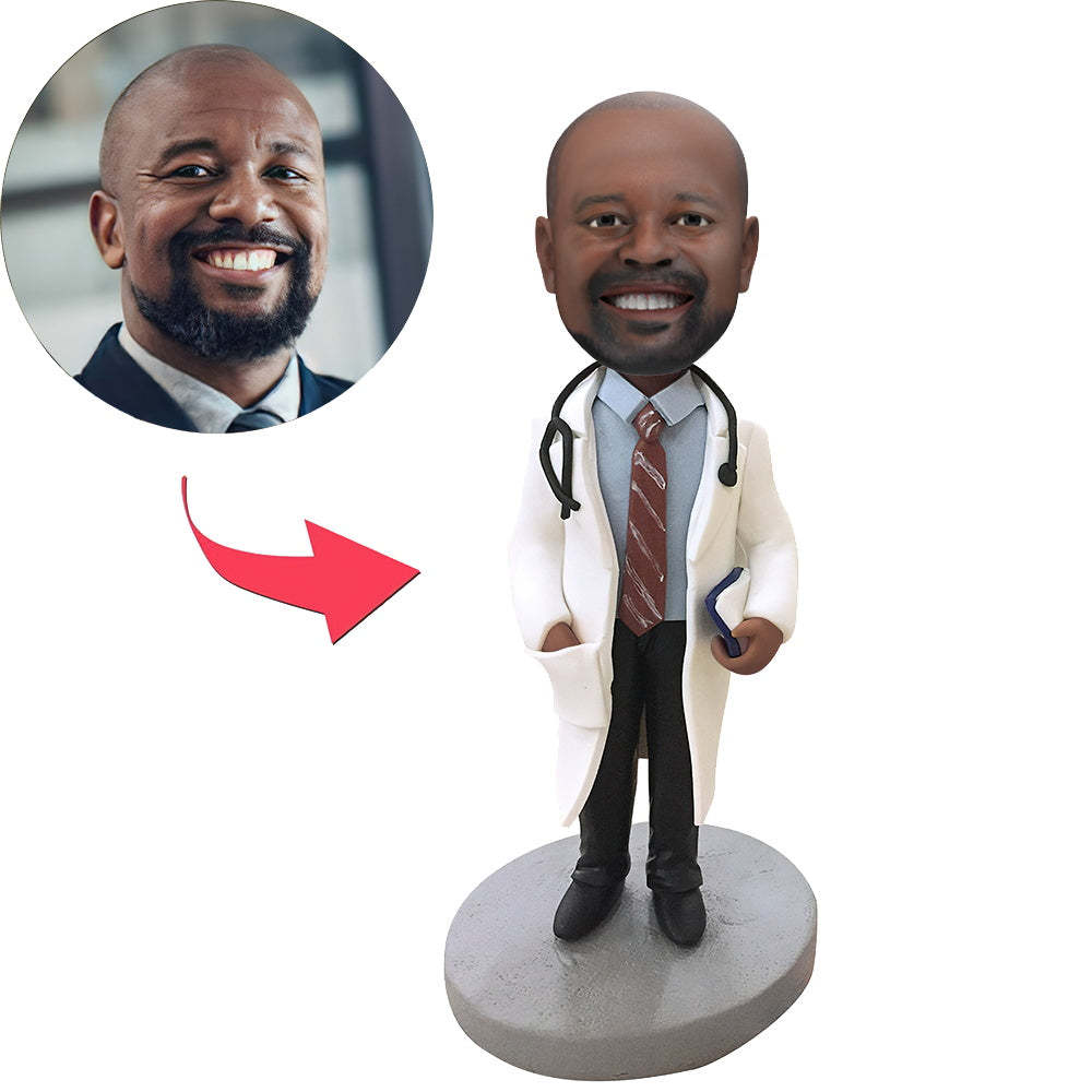 Doctor with stethoscope Custom Bobblehead Engraved with Text-Blongser