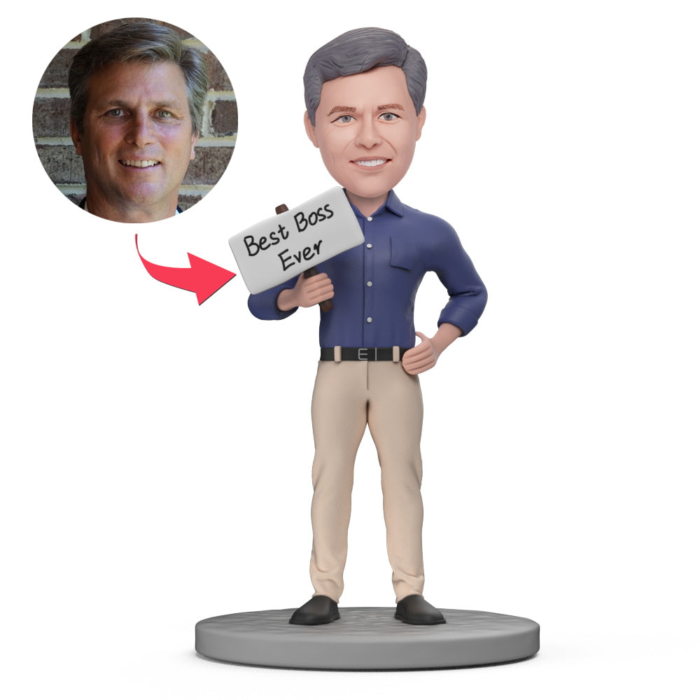 BEST BOSS EVER Custom Bobblehead with Engraved Text-Blongser