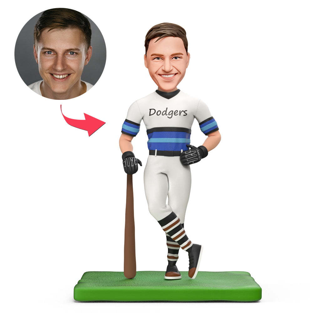 Baseball Lovers Dodgers White Baseball Jersey Custom Bobblehead With Engraved Text-Blongser