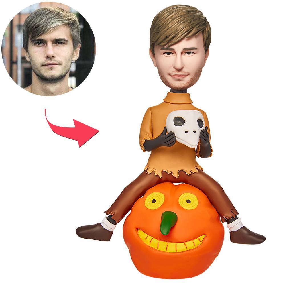 Halloween Gift Pumpkin Boy Custom Bobblehead with Engraved Text-Blongser