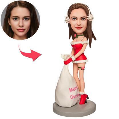 Christmas Gift Sexy Christmas Girl Custom Bobblehead with Engraved Text-Blongser
