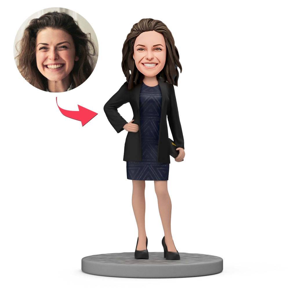 Custom Bobblehead Fashion Lady Boss in Skirt and Casual Suit-Blongser