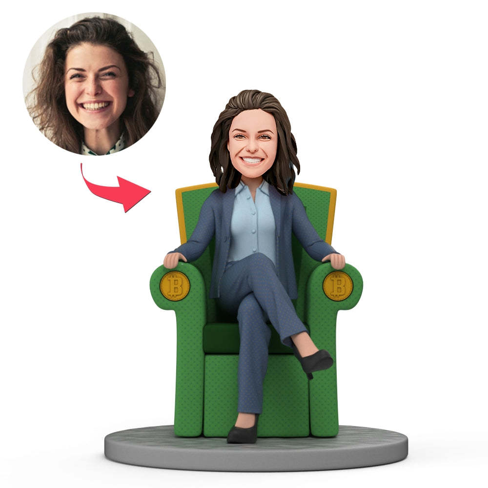 Boss's Day Gift Custom Bobblehead Lady Boss Sitting on The Throne-Blongser