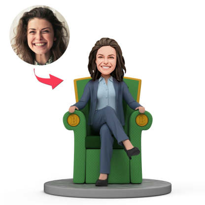 Boss's Day Gift Custom Bobblehead Lady Boss Sitting on The Throne-Blongser