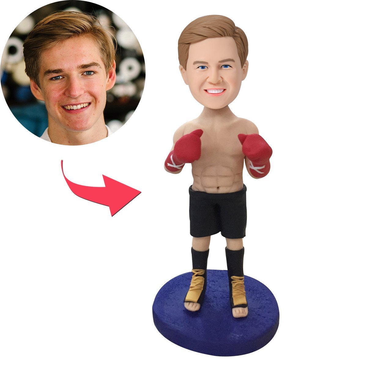Boxer Custom Bobblehead With Engraved Text-Blongser