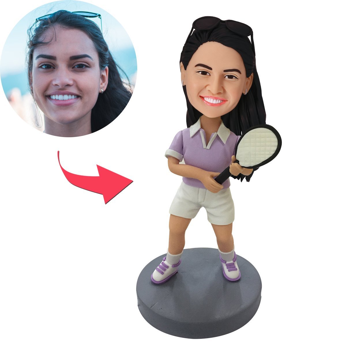 Tennis Player Custom Bobblehead With Engraved Text-Blongser