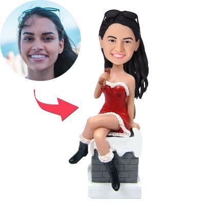 Christmas gifts Sexy Lady Christmas Custom Bobblehead With Engraved Text-Blongser