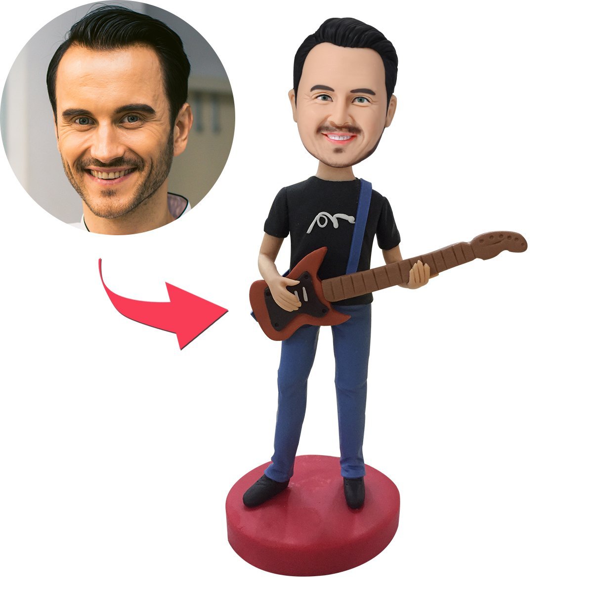 Guitar Player Custom Bobblehead With Engraved Text-Blongser