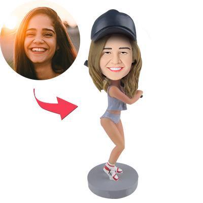 Baseball Sexy Female Batsman Custom Bobblehead With Engraved Text-Blongser