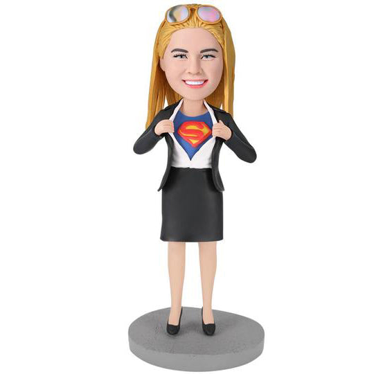 Office Superwoman Custom Bobblehead With Engraved Text-Blongser