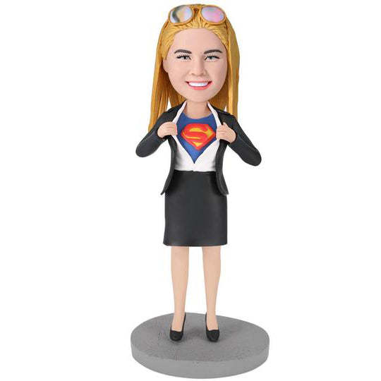 Office Superwoman Custom Bobblehead With Engraved Text-Blongser