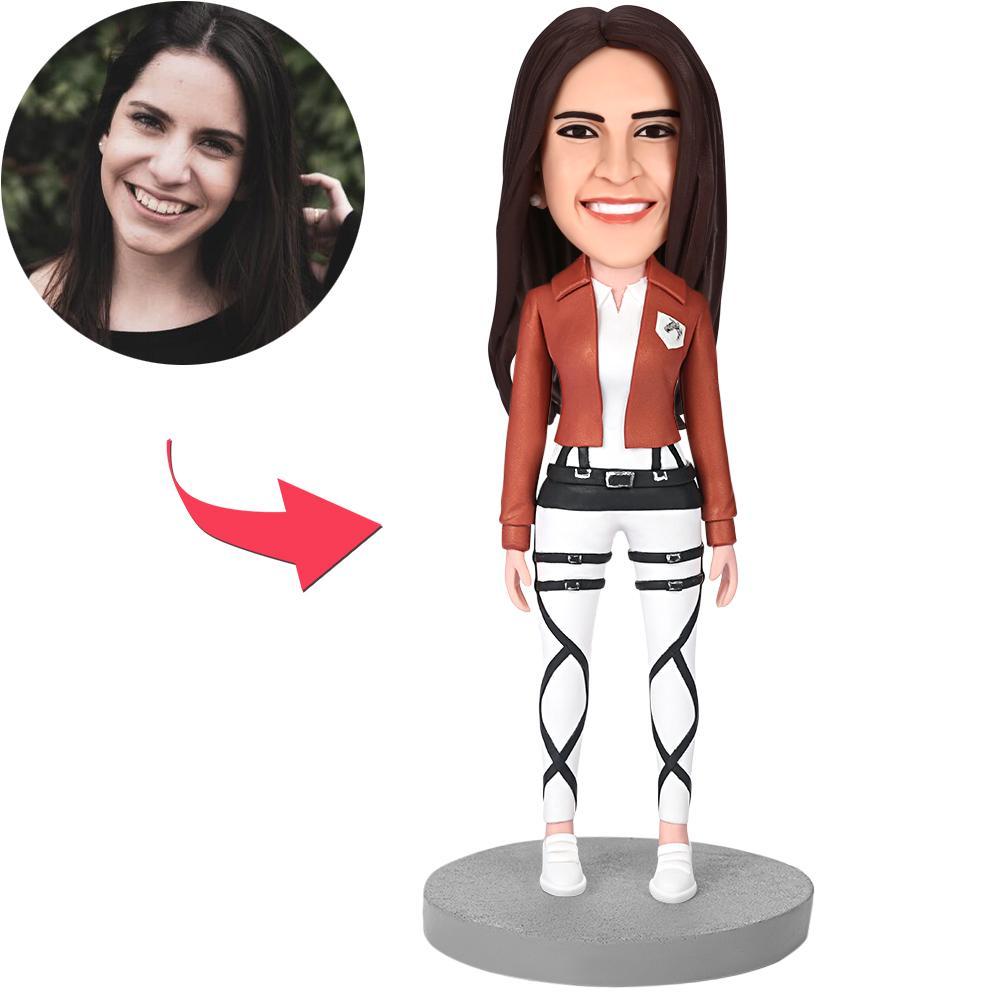 Happy Modern Woman Custom Bobblehead With Engraved Text-Blongser