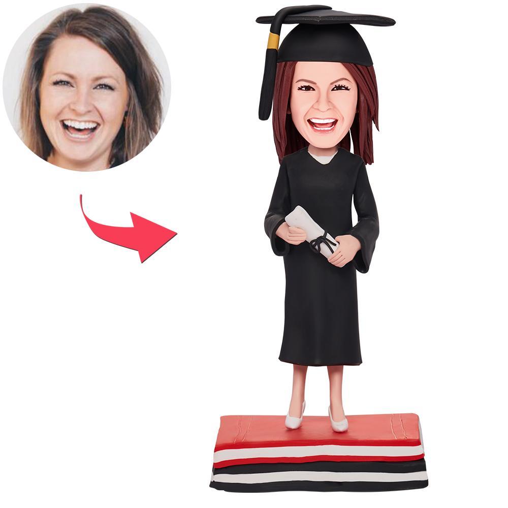 Custom Graduation Girl Bobbleheads With Engraved Text-Blongser