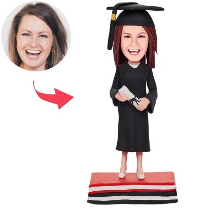 Custom Graduation Girl Bobbleheads With Engraved Text-Blongser