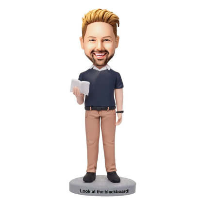 Custom Male Teacher Bobbleheads With Engraved Text-Blongser