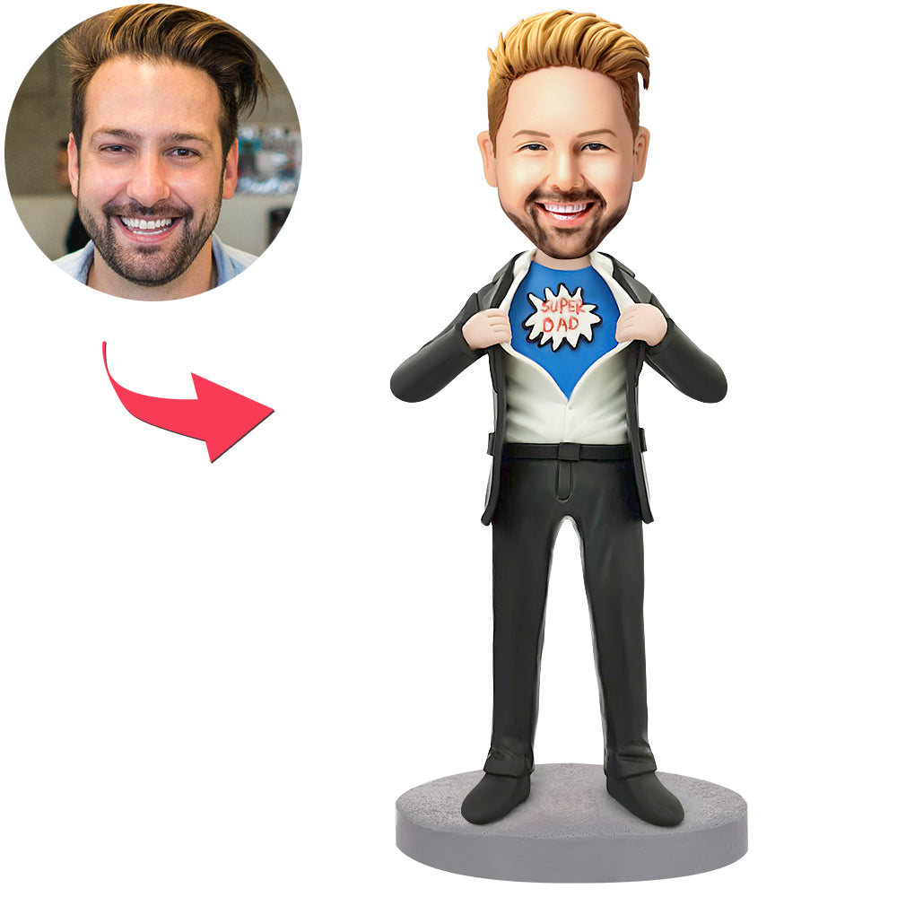 Super Dad Gift For Dad Custom Bobbleheads With Engraved Text-Blongser