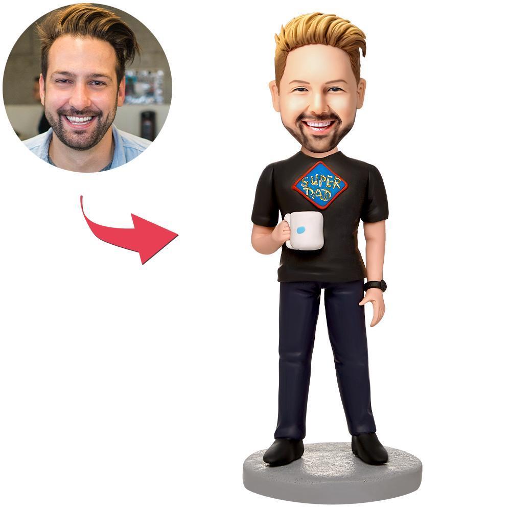 Custom Super Dad Carry A Water Glass Bobbleheads With Engraved Text-Blongser