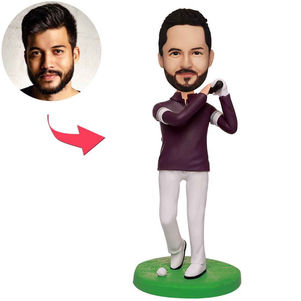 White Pants Golfer Man Custom Bobbleheads With Engraved Text-Blongser
