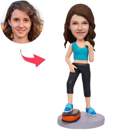 Female Fitness Instructor Custom Bobbleheads With Engraved Text-Blongser