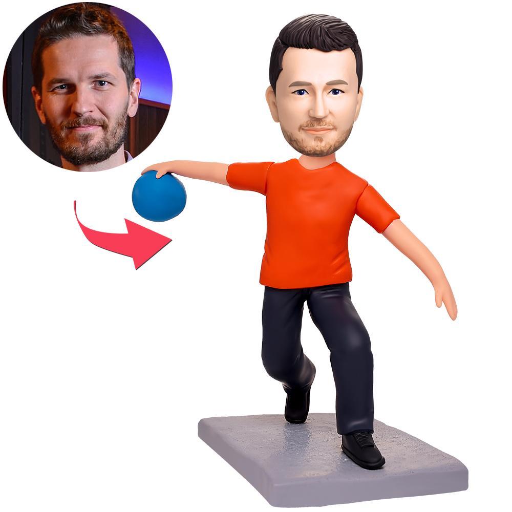 Bowling Player Custom Bobbleheads With Engraved Text-Blongser