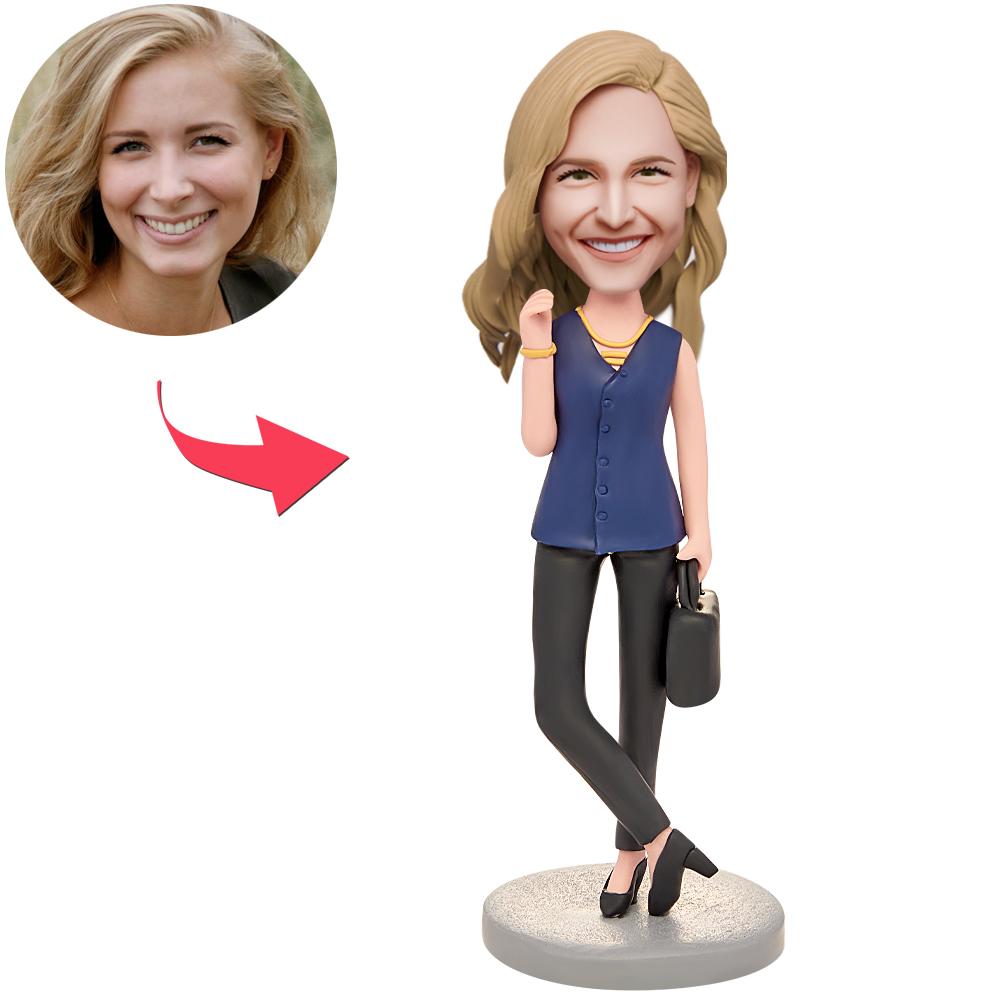 Modern Business Women Custom Bobbleheads With Engraved Text-Blongser
