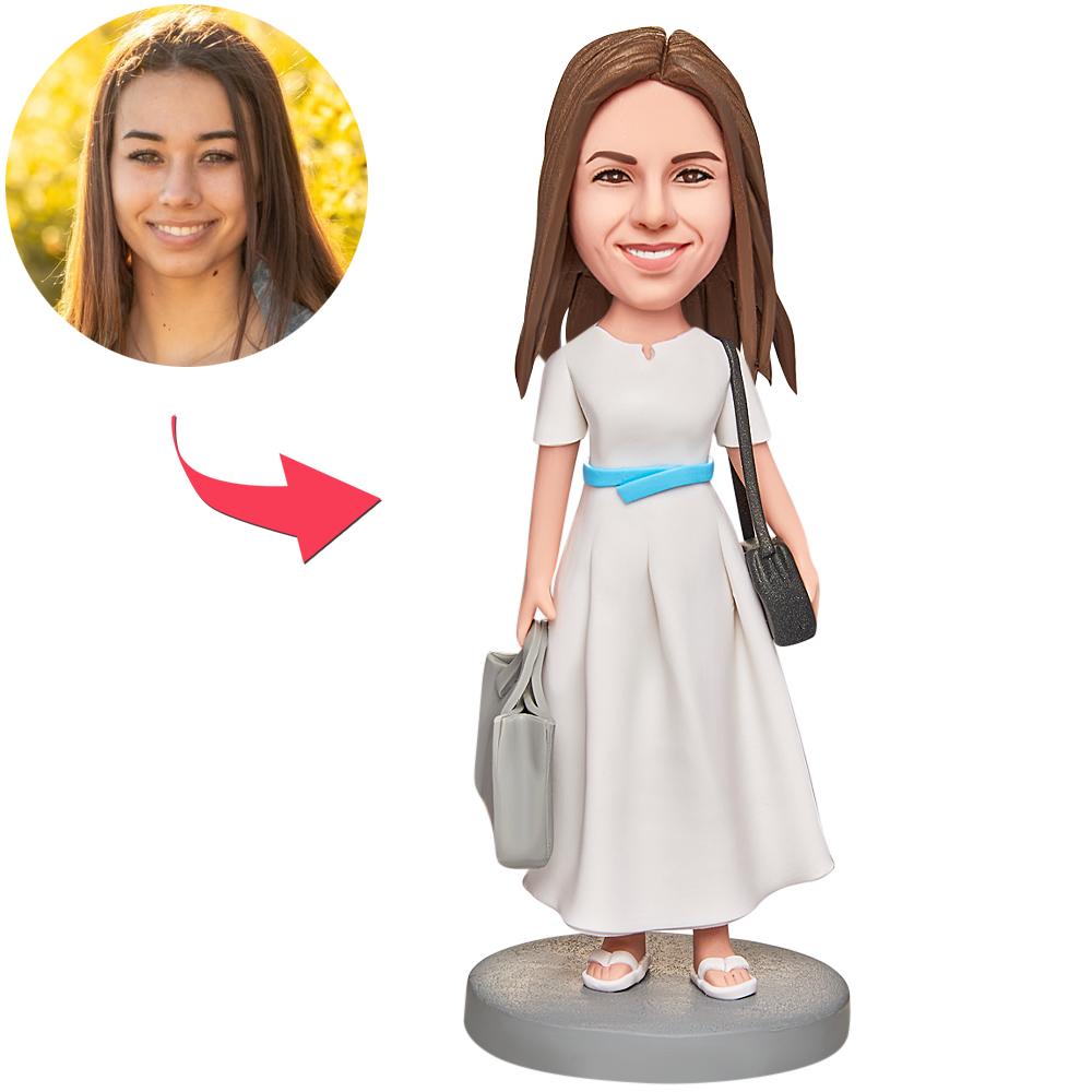 Shopping Woman Custom Bobbleheads With Engraved Text-Blongser