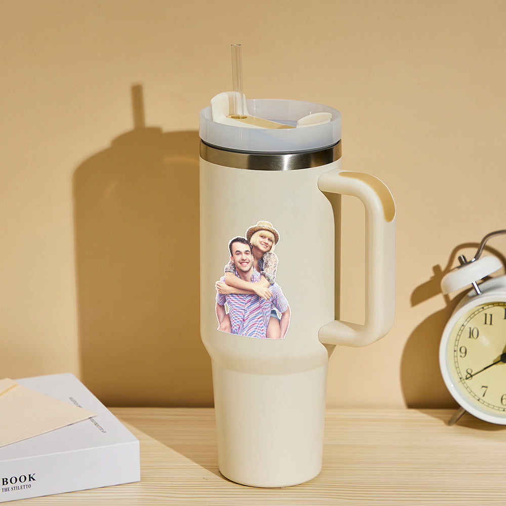 Personalized Photo Insulated Mug With Handle And Straw Stainless Steel Cup For Car Home-Blongser