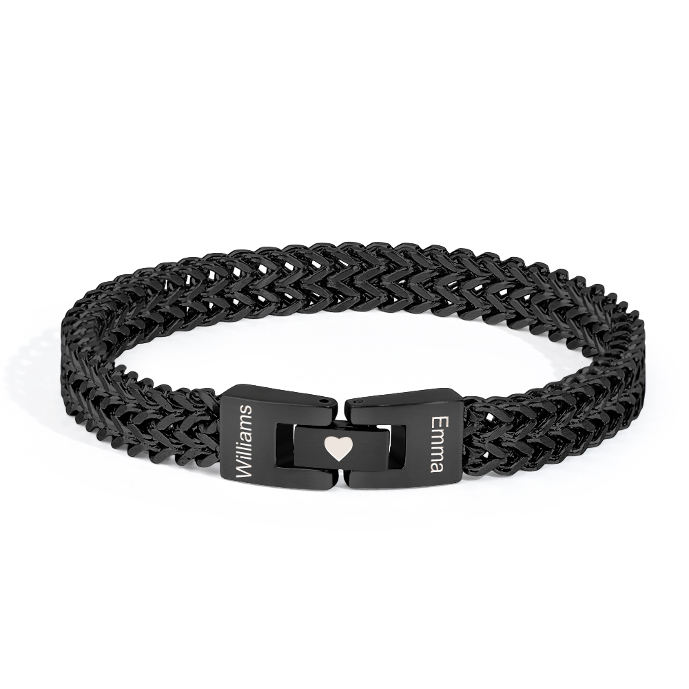 Personalized Men's Stainless Steel Interlocking Bracelet with Engraved Names Bracelet Gift for Him-Blongser