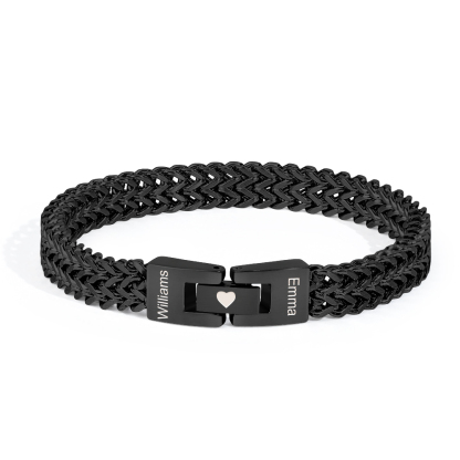 Personalized Men's Stainless Steel Interlocking Bracelet with Engraved Names Bracelet Gift for Him-Blongser