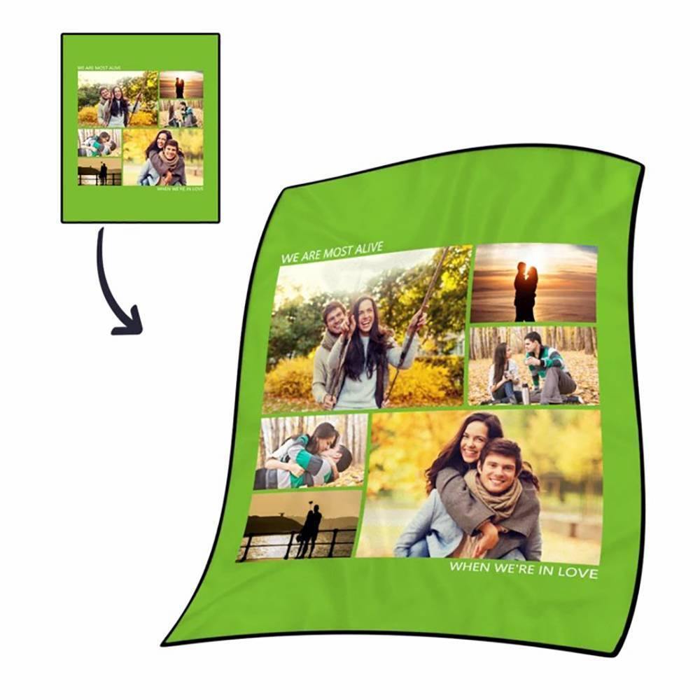 Custom Collage Fleece Blanket with Text - 6 Photos-Blongser