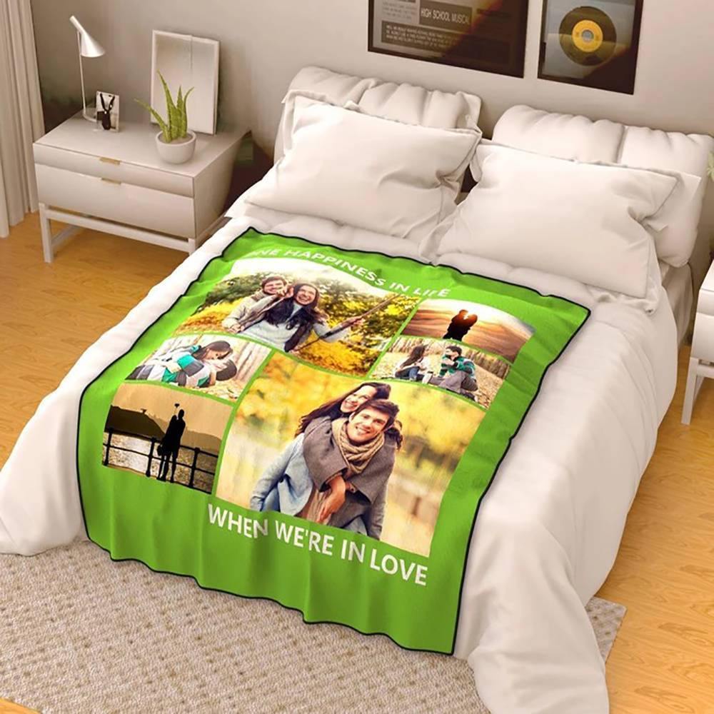 Custom Collage Fleece Blanket with Text - 6 Photos-Blongser