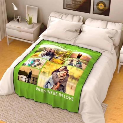 Custom Collage Fleece Blanket with Text - 6 Photos-Blongser
