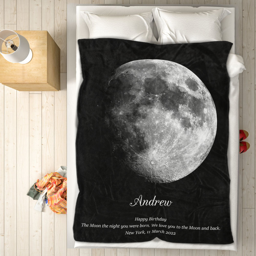 Custom Moon Phase Blanket Personalized Names Birthday Gift-Blongser