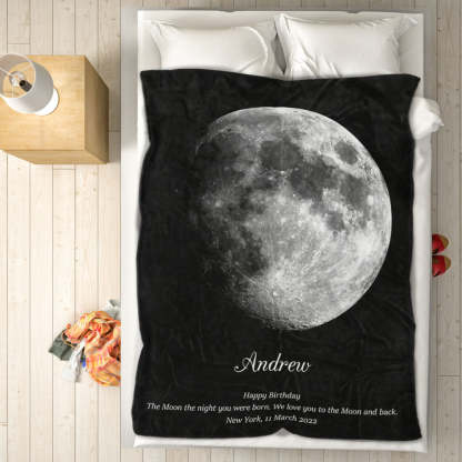 Custom Moon Phase Blanket Personalized Names Birthday Gift-Blongser
