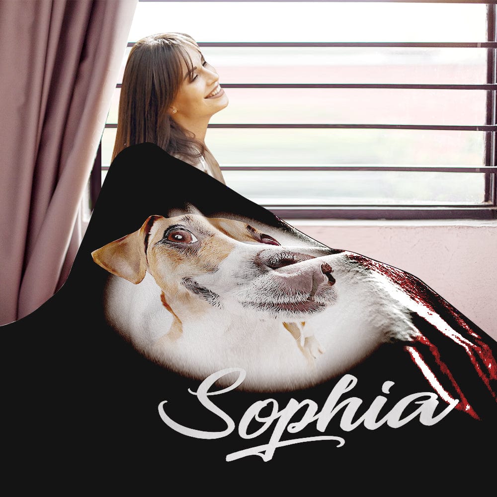 Custom Pet Blanket Personalized Name Dog Pet Human Portrait Blanket-Blongser