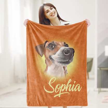 Custom Pet Blanket Personalized Name Dog Pet Human Portrait Blanket-Blongser