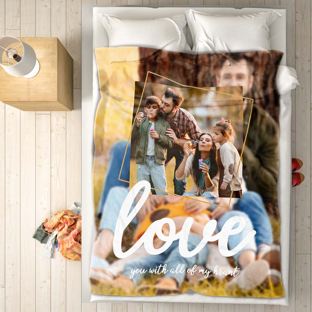Csutom Photo Blanet Bokeh Photo Background Blanket Personalized Picture Blanket Gifts for Family-Blongser