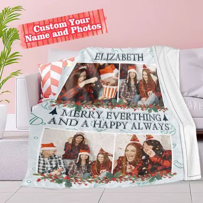 Personalized Name Throw Blanket Custom Photo Christmas Blanket-Blongser