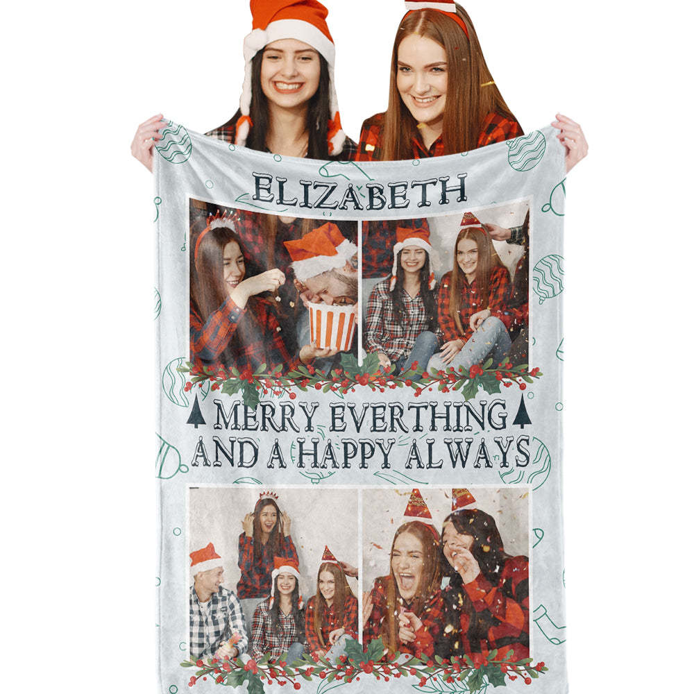 Personalized Name Throw Blanket Custom Photo Christmas Blanket-Blongser