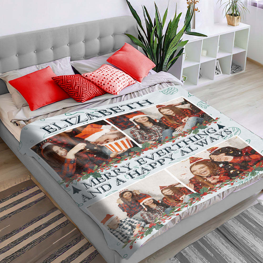 Personalized Name Throw Blanket Custom Photo Christmas Blanket-Blongser