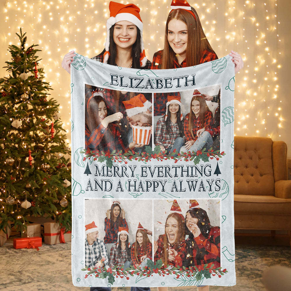 Personalized Name Throw Blanket Custom Photo Christmas Blanket-Blongser