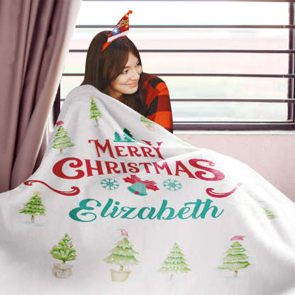 Christmas Blanket Personalized Name Blanket for Her Merry Christmas Gift-Blongser