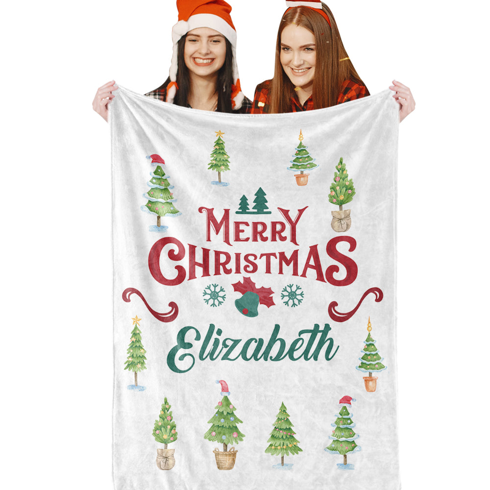 Christmas Blanket Personalized Name Blanket for Her Merry Christmas Gift-Blongser